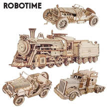 Robotime Rokr 3D Puzzle Movable Steam Train,Car,Jeep Assembly Toy Gift f... - $33.12