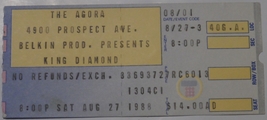 King Diamond 1988 Ticket Stub The Agora Belkin Productions vg+ Ticketron - $9.77