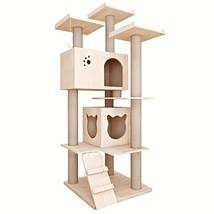 145 cm Cat Tree Tower Large Cats Wooden Condo Tall Cat Climbing Frame Tall Tree - £253.40 GBP