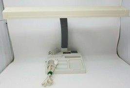 Desk Lamp and Organizer 1980s Flexible Neck Retro Gray Beige Vintage  - £22.74 GBP