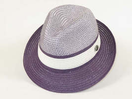 Men's Bently Semi Crushable Fedora Briad Straw Hat Dante DA225 Purple White image 3
