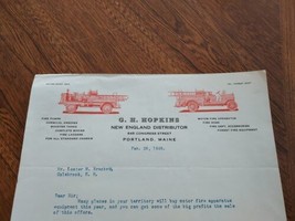 1926 G. H. Hopkins Portland Maine Fireman Fire Department Equipment Letterhead  - $18.52