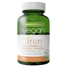 Naturopathica Vegan Iron Plus Vitamin C &amp; Broccoli Powder - 30 Capsules - £68.22 GBP