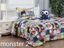 Monsters Mash Teens Kids Boys Comforter Set And Sheet Set 8 Pcs Full Size - £54.82 GBP