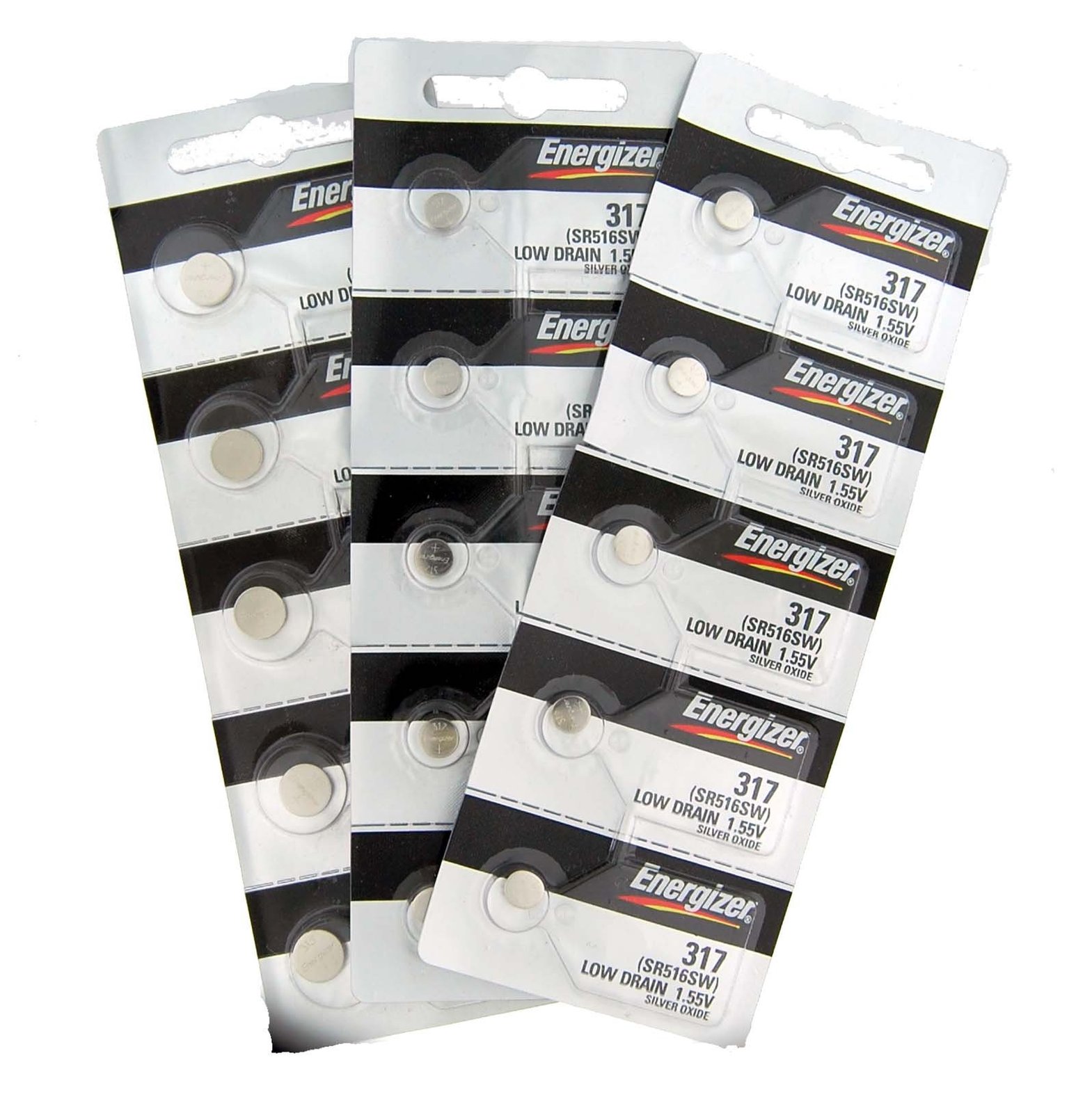 Primary image for 15 Energizer 317 Button Cell Silver Oxide SR516SW Watch Battery Pack of 5 Batter