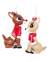 Kurt Adler Set Of 2 Rudolph The Red Nose Reindeer® &amp; Clarice Ornaments RU1224 - £15.08 GBP