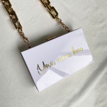 Personalized Golden frame Acrylic Clutch Monogram Purse Bridesmaid Clutch Brides - £59.85 GBP