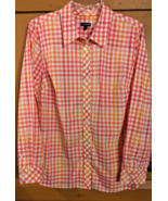 Talbots Women&#39;s Large Long Sleeve Button Front Shirt Pink / Orange Gingh... - £15.37 GBP