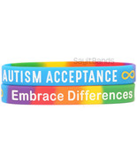 2 of Infinity Sign Autism Acceptance Colorful Silicone Wristband Bracelets - £6.88 GBP