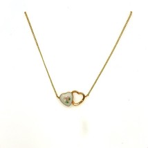 Vtg Signed 14k Gold Filled Lenox Double Hearts Porcelain Chain Link Necklace 15 - £35.61 GBP
