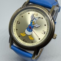 Disney by MZB Quartz Watch Unisex 30m Bronze Blue Leather Donald Duck Ne... - $28.49