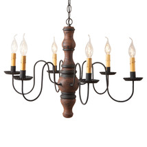 6 Arm Gettysburg Wood Dining Chandelier in Hartford Pumpkin 27 Inches Diameter - £428.62 GBP