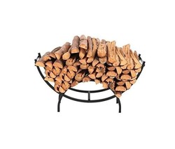 40 Inch Heavy Duty Large Curved Indoor/Outdoor Firewood Racks Log Hoop, Black - £18.90 GBP