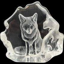 Mats Jonasson Maleras Signed Standing Wolf Crystal Figure Sculpture Sweden - $46.75