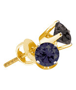 10k Yellow Gold Round Black Color Enhanced Diamond Solitaire Earrings 3/4 - £140.80 GBP