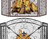 BEAMNOVA 52.4x30.7 in + 48x30.1 in Fireplace Screen 3 Panel Decorative F... - £265.55 GBP