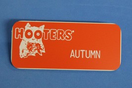 Hooters Restaurant Girl Autumn Orange Name Tag W/ White Letters (Pin) - £12.17 GBP