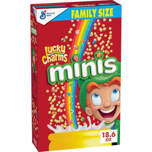 Lucky Charms Minis Cereal w/ Marshmallows, Breakfast Cereal, Family Size, 18.6oz - £16.21 GBP
