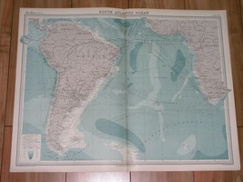 1922 Vintage Map Of South Atlantic Transportation Ship Routes America Africa - £21.99 GBP