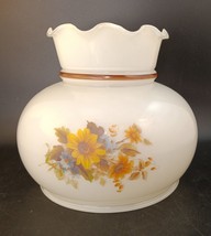 Vintage GWTW 9” Dia. Yellow Daisys Glass Hurricane Oil Lamp Shade - £22.10 GBP