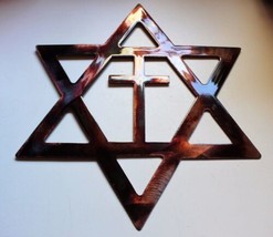 Star of David with Cross - Metal Wall Art - Copper 12" x 12" - £21.92 GBP