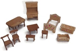 Vintage 10 Piece Shackman &amp; Pennsylvania Dutch Style Wood Dollhouse Furniture - £30.96 GBP
