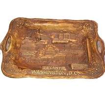 VTG Silberne Souvenir Resin Tray One Tray Raised 3D Building &amp;Writing - $60.71 CAD