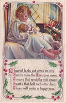 Christmas Child with Doll Train 1911 Postcard D46 - £2.39 GBP
