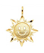14K Yellow Gold Smiley Sun Pendant - €188,76 EUR