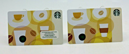 Starbucks Coffee 2013 Gift Card Mug Cups Beans Green Zero Balance Set of 2 - £11.55 GBP