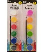 Children’s Washable 6 Color Paint Pot Sets &amp; Brush Select: Primary or Ne... - £2.35 GBP