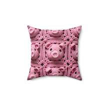 Crochet Pig Farm Animal Pink Snout Piggy Pattern - Spun Polyester Square Pillow - $45.77+