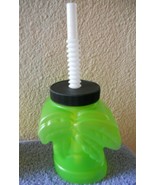 New Luau Palm Tree Green Plastic Cup Lid Straw 5 in tall - £4.67 GBP