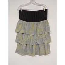 Rewind Skirt Size L Modest Womens Tiered Gray Yellow Flowers - £11.76 GBP