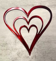 Heart Trio - Metal Wall Art - Metallic Red 7 1/2&quot; x 7 3/4&quot; - £15.74 GBP