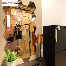 Geometric Hexagon Mirror Wall Sticker Holographic 7 pcs Extra Big Stickers Decor - £11.16 GBP