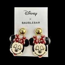 Disney X Baublebar Minnie Mouse Gold Stud Polkadot Bow Crystals Glitter Earrings - £20.77 GBP