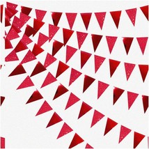 Sparkling Celebration: 30Ft Red Glitter Metallic Triangle Banner - Perfect for G - £27.52 GBP