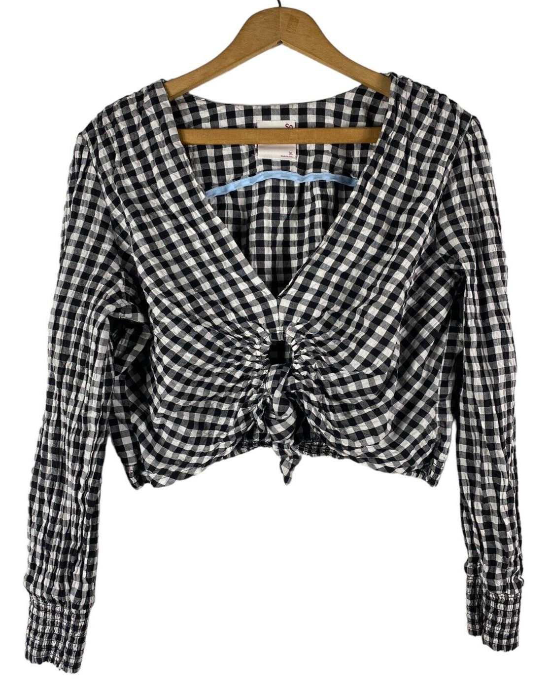 Gingham Crop Top Size XL Juniors / Womens Black &amp; White Check So Coquett... - $27.50