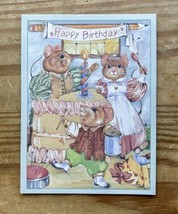 Ron Schreiner Anthropomorphic Mouse Family Celebrating Mice Birthday Card - £3.64 GBP