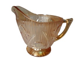 Vtg JEANNETTE Iris Herringbone  Irridescent MARIGOLD Depression Glass Creamer 4&quot; - £6.01 GBP