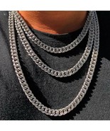 Miami Cuban Link Chain Iced Out Bust Down Choker Necklace Crystal CZ Hip... - £23.89 GBP