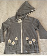 Decorated Originals Full-Zip Hooded Embellished Daisy Stripe Jacket Medium - $21.05 CAD