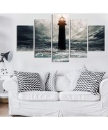 Lighthouse Ocean Waves Beach Wall Art Print Home Decor 5 Piece Canvas - $30.50+