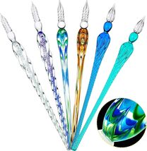 Crystal Glass Vintage Dip Pen Set, 6 Colors - Perfect for Calligraphy &amp; ... - $32.62