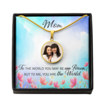 To Mom Personalized Necklace Mom To The World Message Circle Pendant Stainless  - £49.62 GBP+