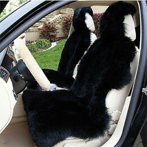 5pc. 100% Natural Australian Black Sheepskin Fur Universal Car Seat Cove... - £235.61 GBP