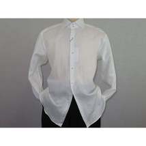 Mens 100% Linen Summer Shirt J.Valintin Turkey-Usa High Collar OBR78-01 White image 7