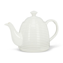 Beehive Shaped Teapot 28 oz Bone China White Minimalist Design 9.5" Long Bee image 2