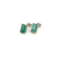Natural Emerald Stud Earrings 14k White Gold 1.25 Cts Certified $3,490 215625 - £783.44 GBP